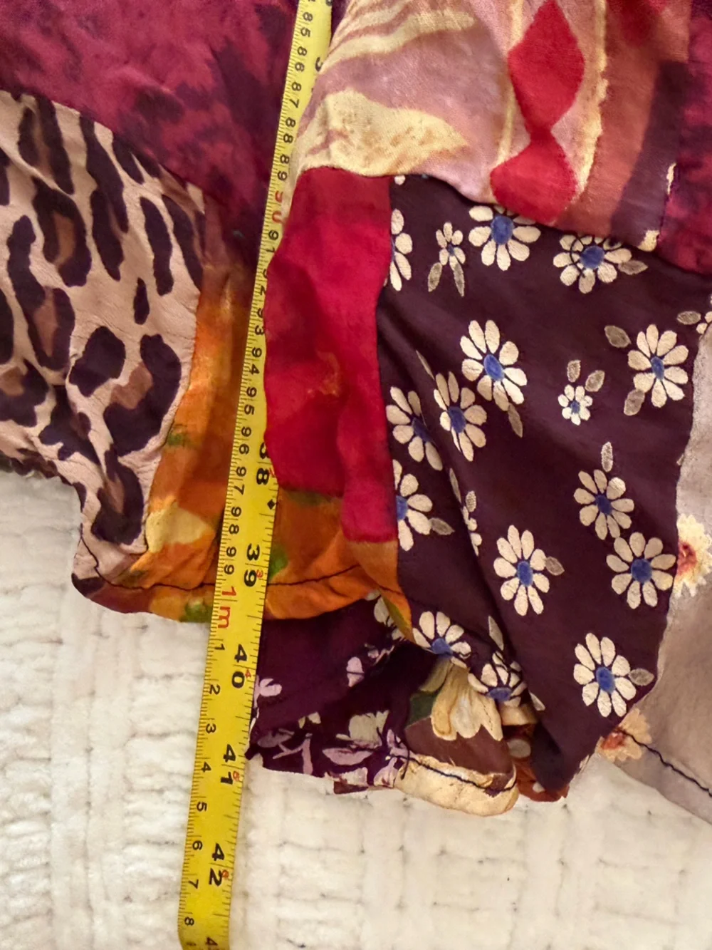 Vintage Patchwork Maxi Skirt Boho Festival Cottagecore Free Size Drawstring‎